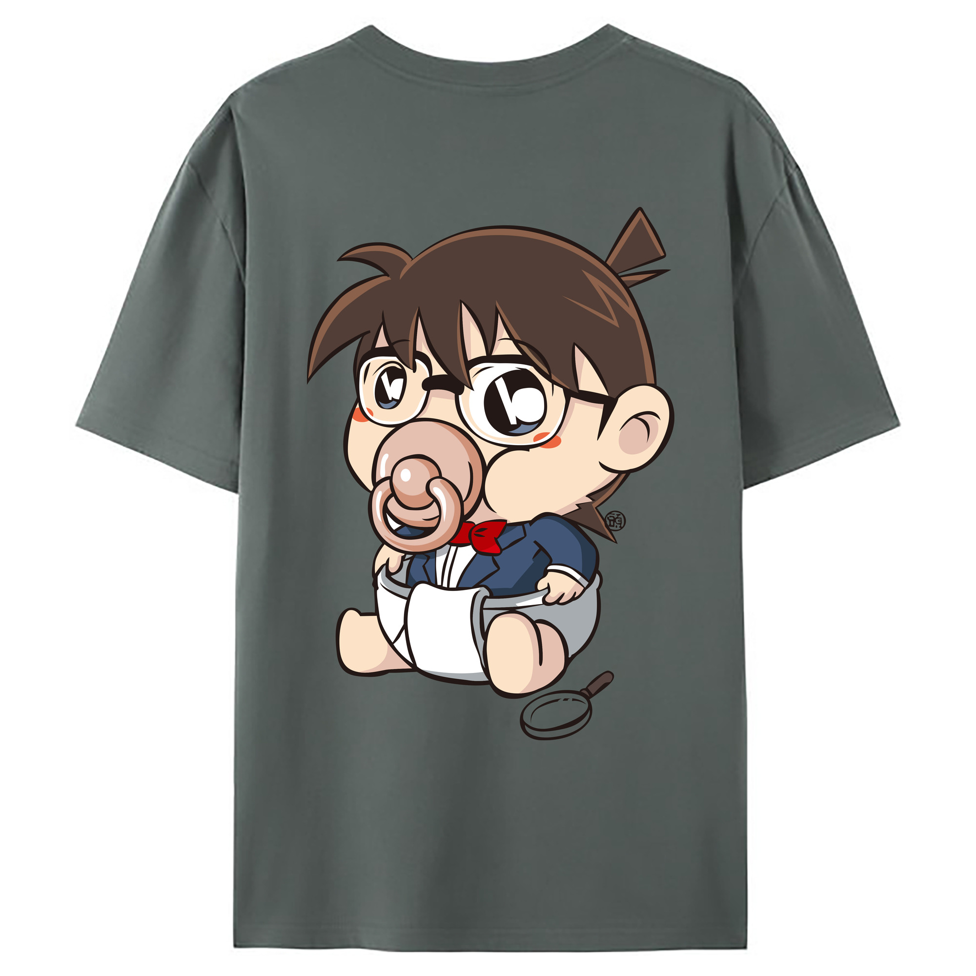 （画像用） 名探偵コナン 江戸川 コナン Detective Conan Conan Edogawa 綿100％ メンズ半袖Tシャツ（バックプリント） 通気性